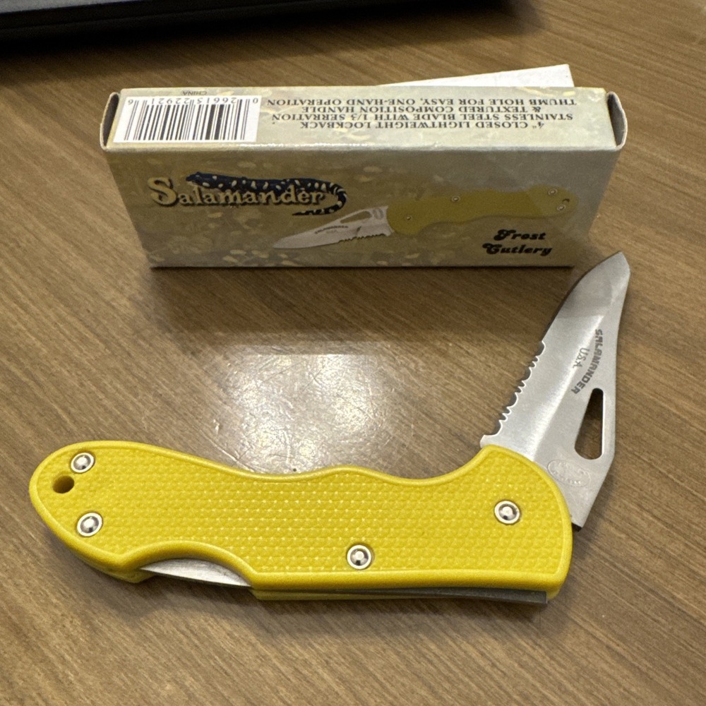 Frost Cutlery Salamander II Yellow Stainless Locking Pocket Knife 16-097Y 4"